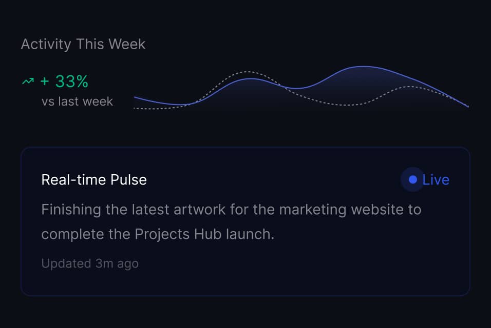 Project overview with activity chart and daily AI summaries