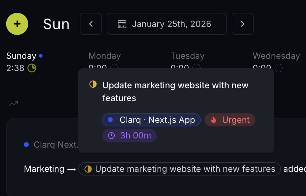 Task to time tracking bridge