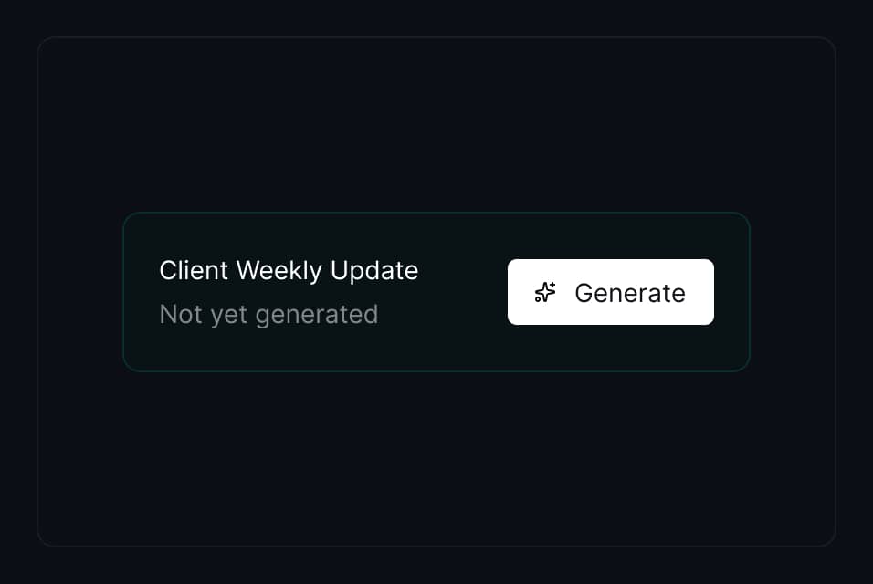 Client update generation with AI draft in editor